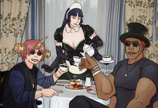 Ozzy Osbourne and Slash tea party